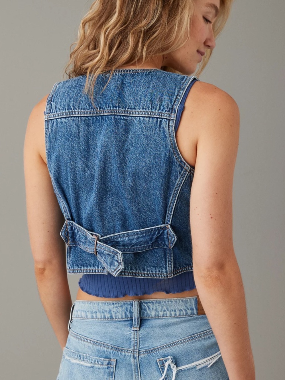 American Eagle Outfitters Blue Denim Vest - Picture 2 of 5